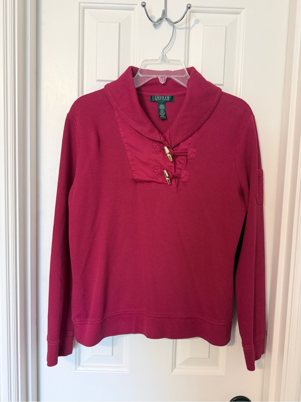 Lauren Ralph Lauren Red Shawl-Collar Pullover with Gold Accent